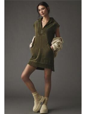 Anthropologie-NWT-Daily Practice Half-Zip Pullover Olive Green Size